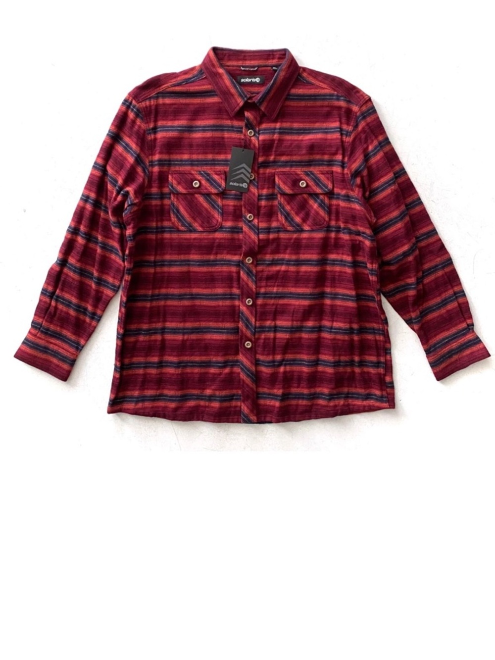 Solaris Shirt Heavy Thick Soft 100% Cotton Button Up Long Sleeve Stripe XL